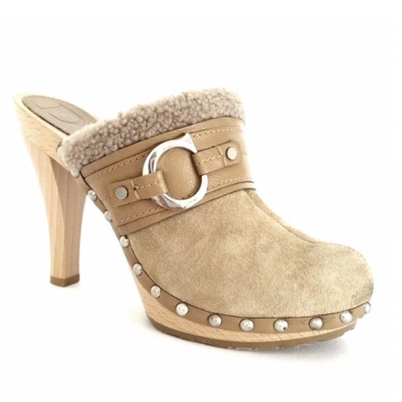 Christian Dior Shearling Suede Clog Mules Size 40 - Picture 1 of 5